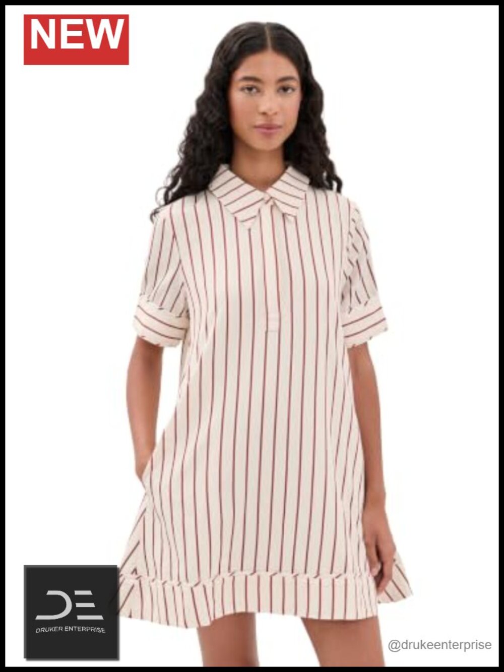 Stripe A-Line Mini Shirt Dress